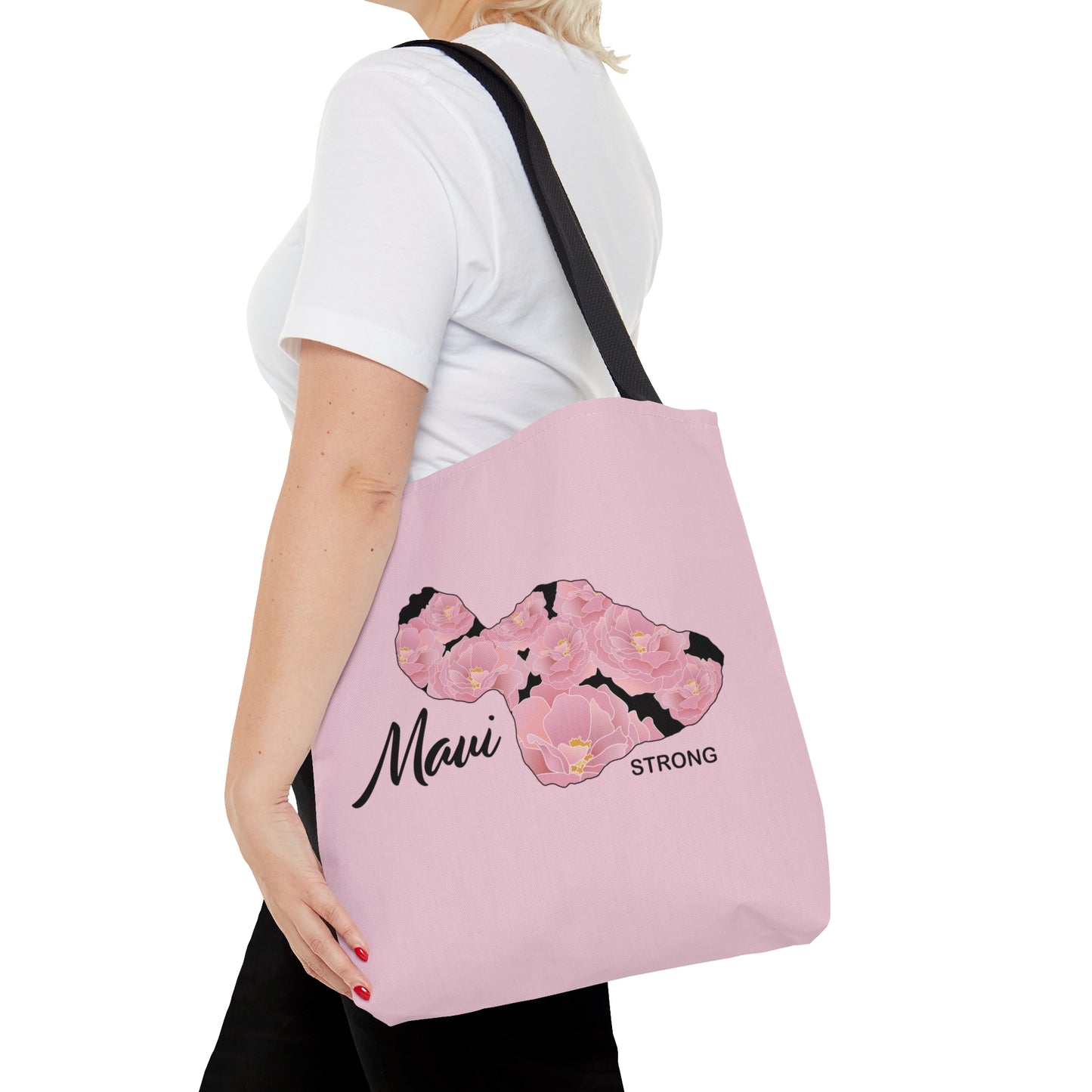 Tote bag- Maui Strong Lokelani Island Pink and Black, Proceeds Donated for Lahaina Wildfire Relief