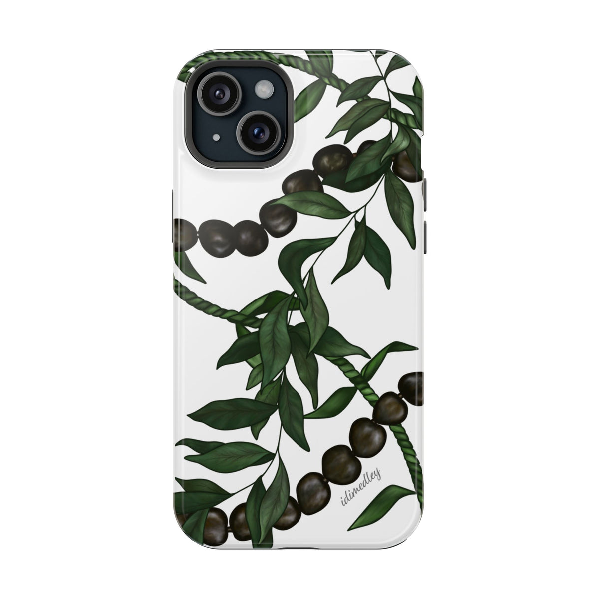 Kukui Nut, Maile, Ti Leaf Lei (White), MAGSAFE