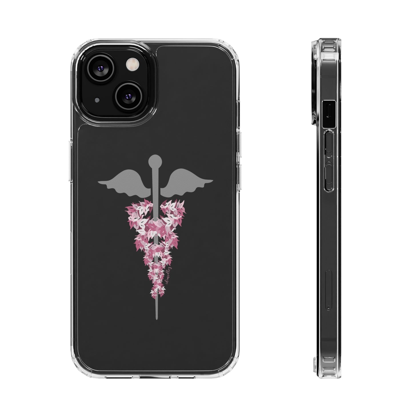 Caduceus Medical Symbol with Pink Maile Lei CLEAR Case