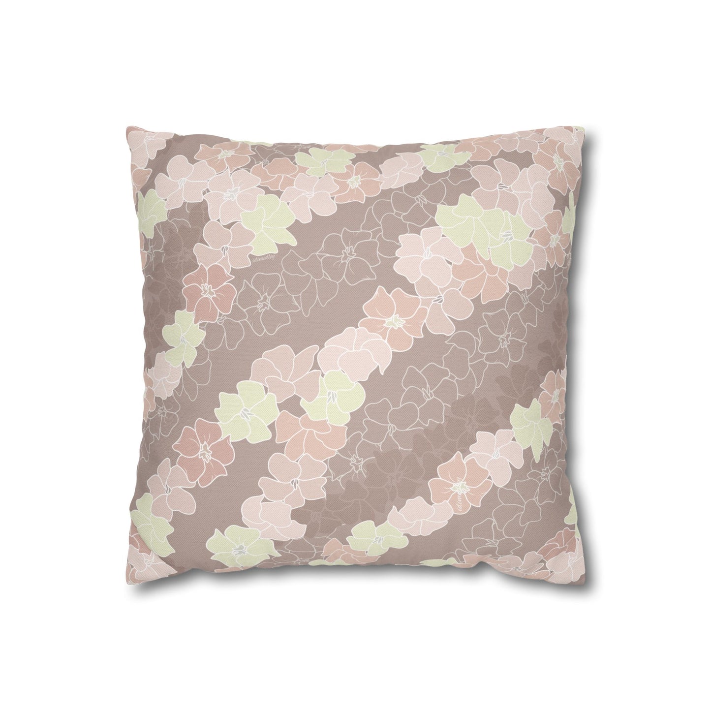 Pillow Case- Puakenikeni En Face Flower Leis in Neutral Peaches