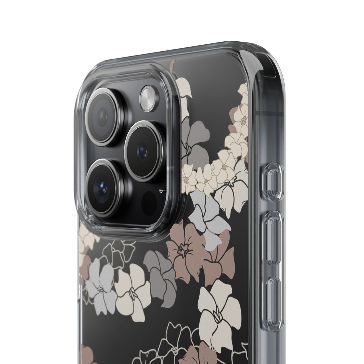 Puakenikeni En Face Flower Leis (Brown and Gray Neutrals) CLEAR Case