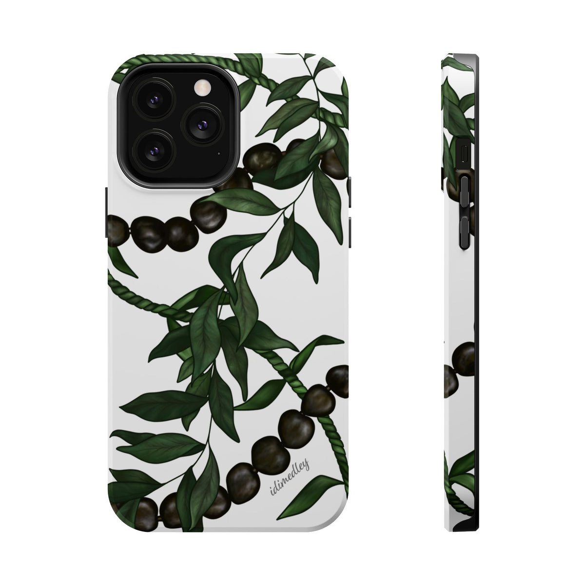 Kukui Nut, Maile, Ti Leaf Lei (White), MAGSAFE