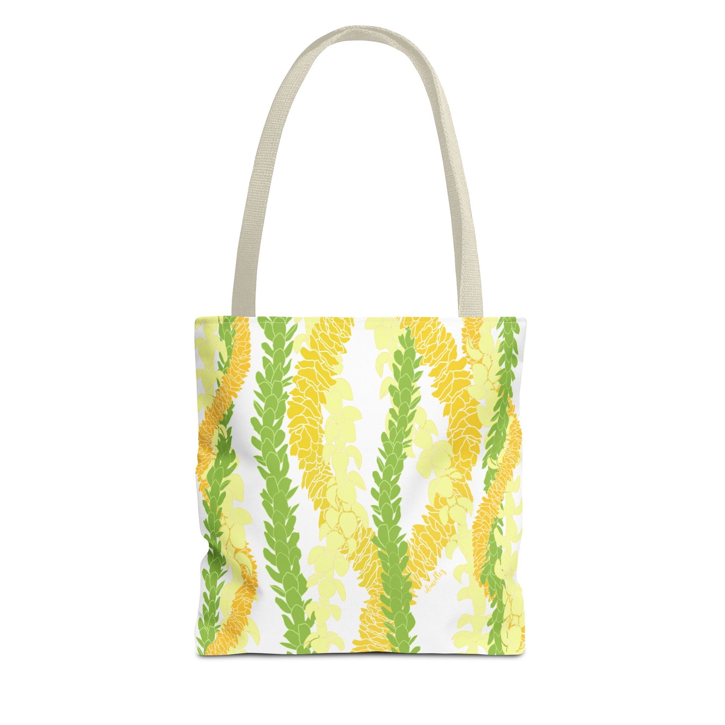 Tote bag- Triple Strand Puakenikeni, Pakalana and Ilima Leis, White