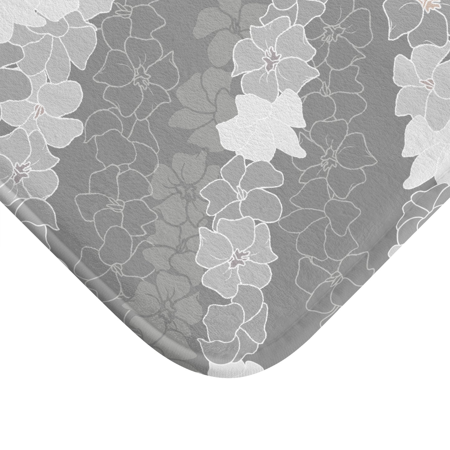 Bath Mat- Puakenikeni En Face Flower Leis (Gray)