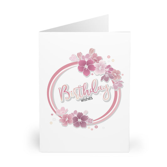 Birthday Wishes Greeting Cards (5 Pack)- Pink Cherry Blossoms