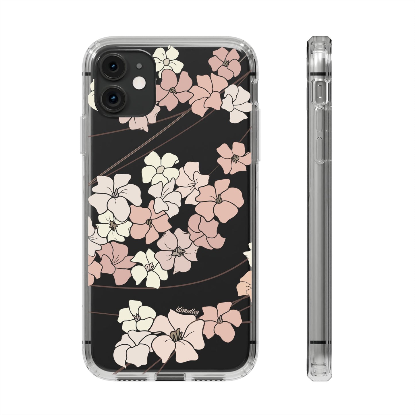 Puakenikeni En Face Flower Swirls in Peachy Pinks CLEAR Case