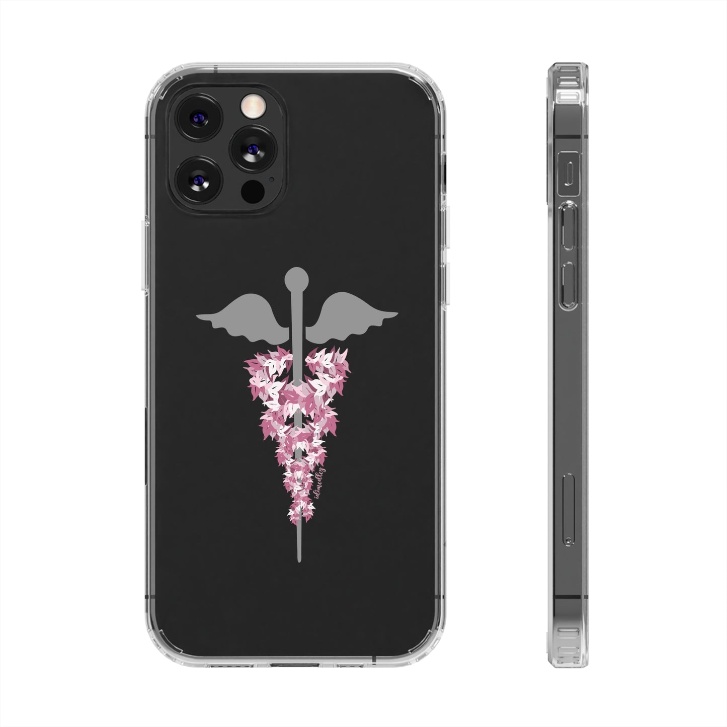 Caduceus Medical Symbol with Pink Maile Lei CLEAR Case