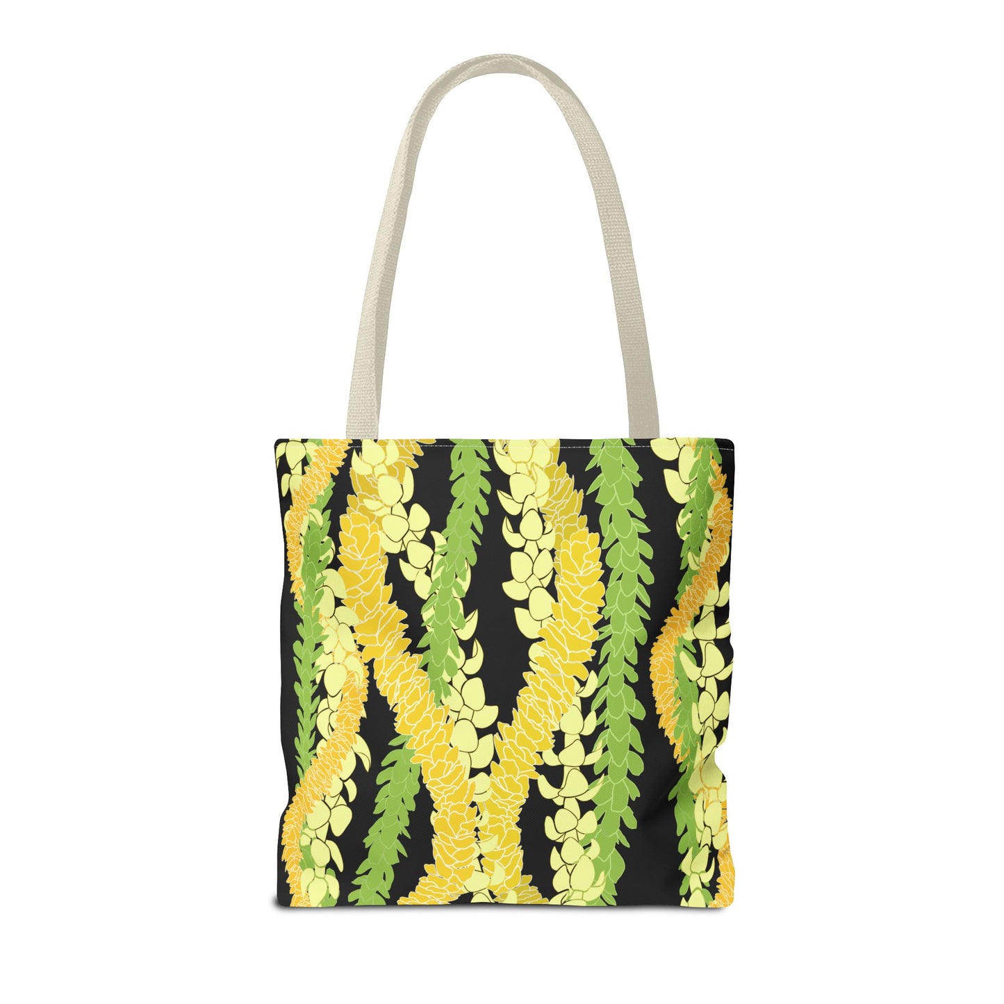 Tote bag- Triple Strand Puakenikeni, Pakalana and Ilima Leis, Black