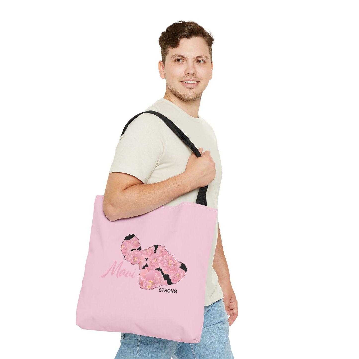 Tote bag- Maui Strong Lokelani Island Pink and Black, Proceeds Donated for Lahaina Wildfire Relief