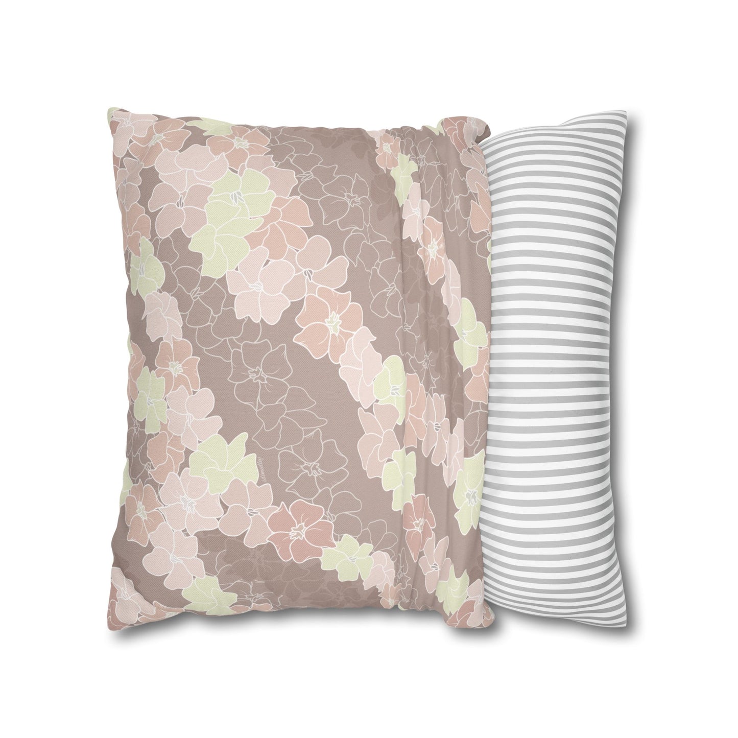 Pillow Case- Puakenikeni En Face Flower Leis in Neutral Peaches