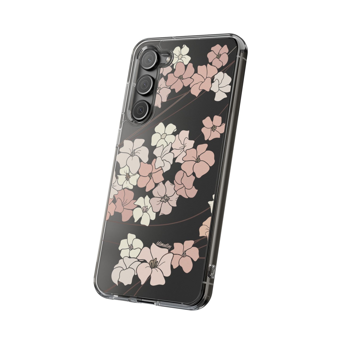 Puakenikeni En Face Flower Swirls in Peachy Pinks CLEAR Case