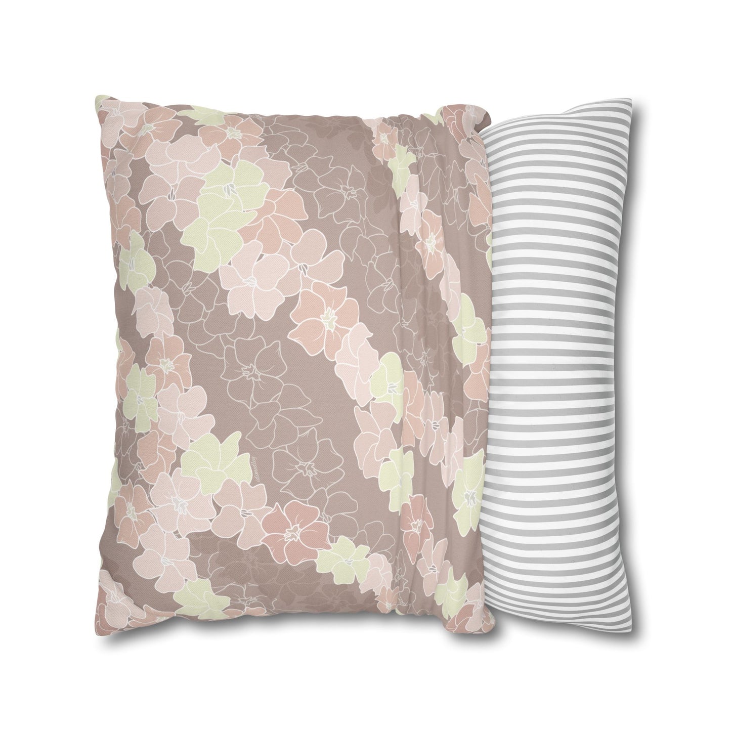 Pillow Case- Puakenikeni En Face Flower Leis in Neutral Peaches