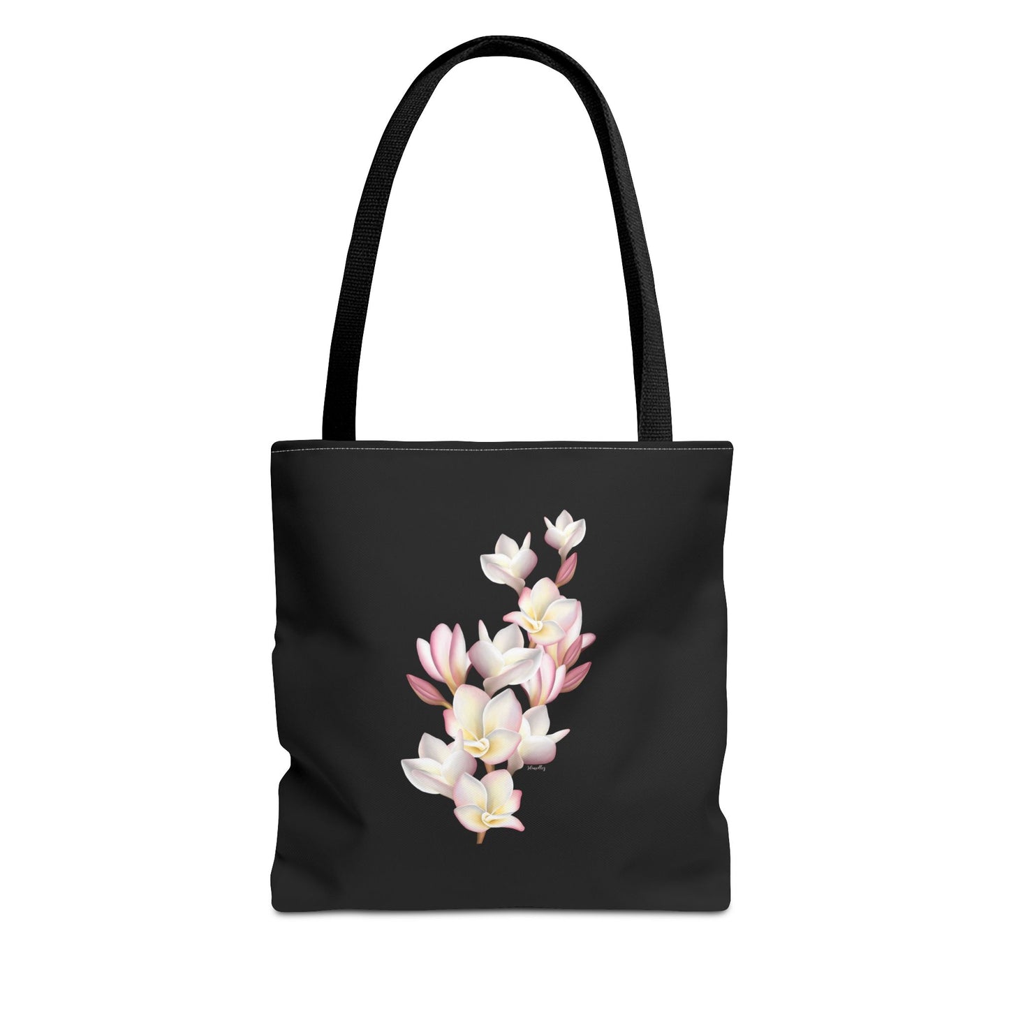 Tote bag- Plumeria Clusters Pink Lemonade (Black)