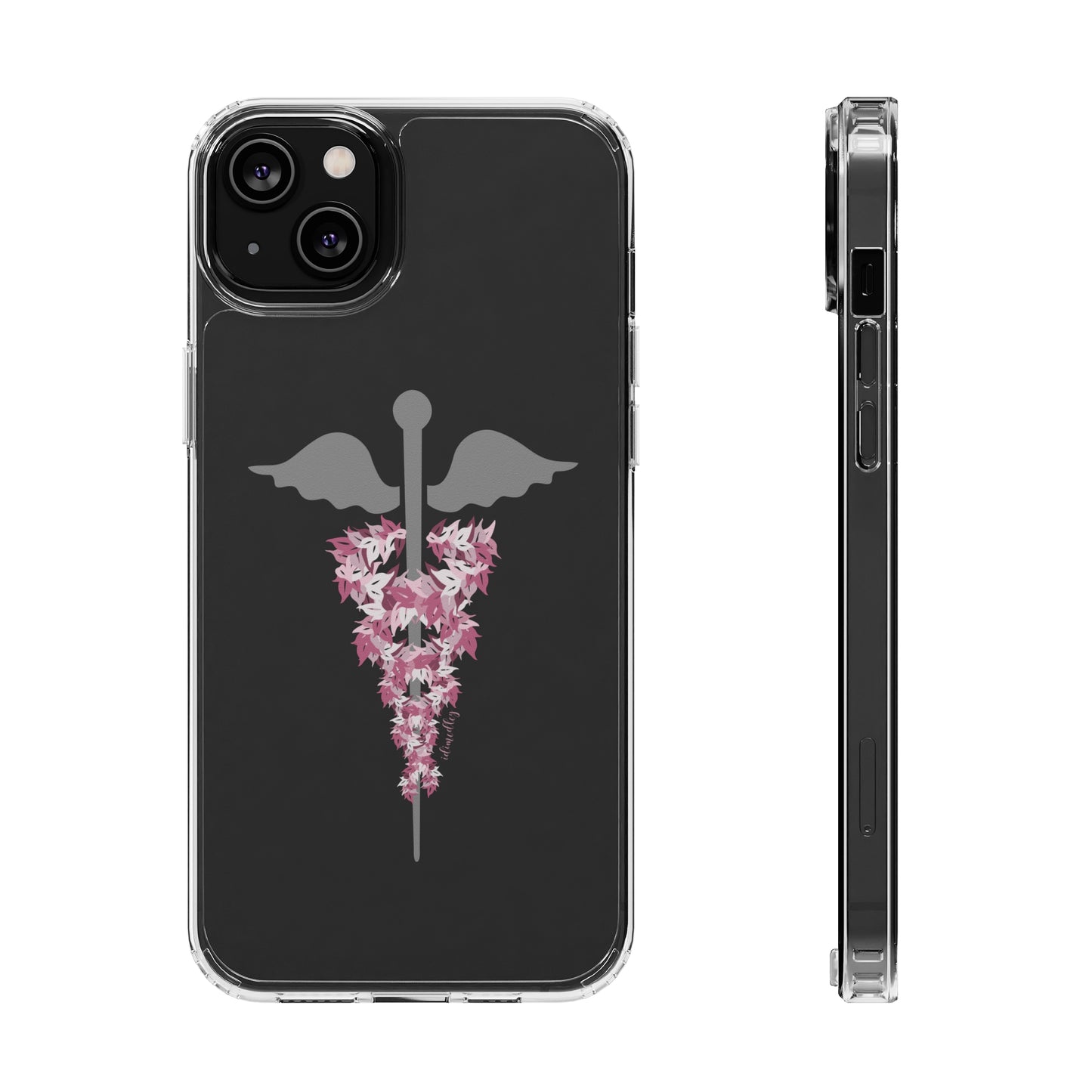 Caduceus Medical Symbol with Pink Maile Lei CLEAR Case