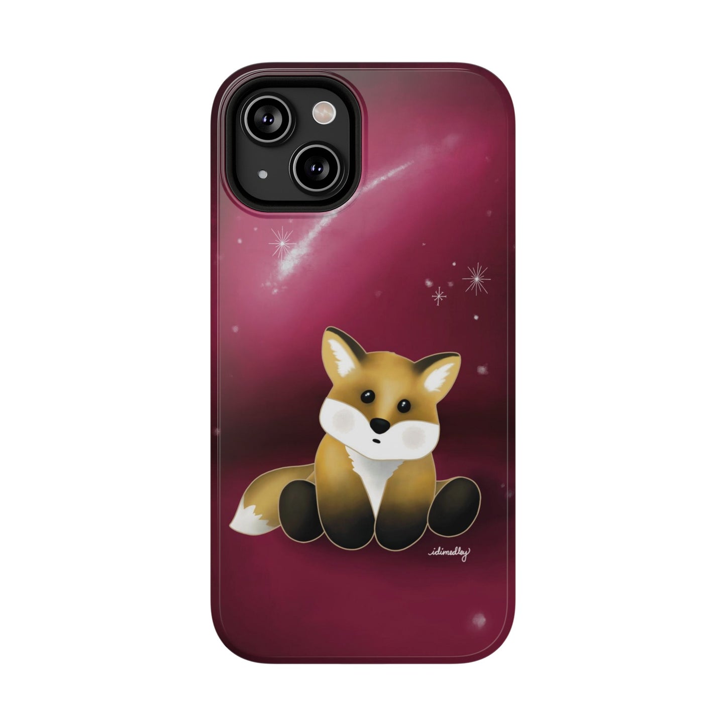 Fox in Magenta Starry Night Skies