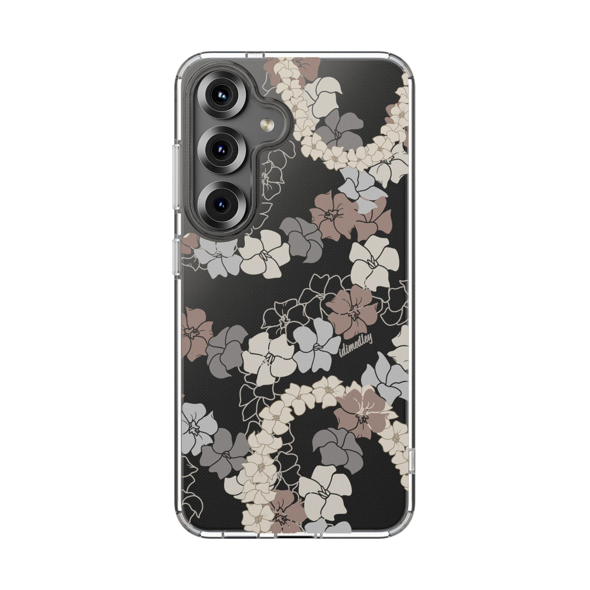 Puakenikeni En Face Flower Leis (Brown and Gray Neutrals) CLEAR Case