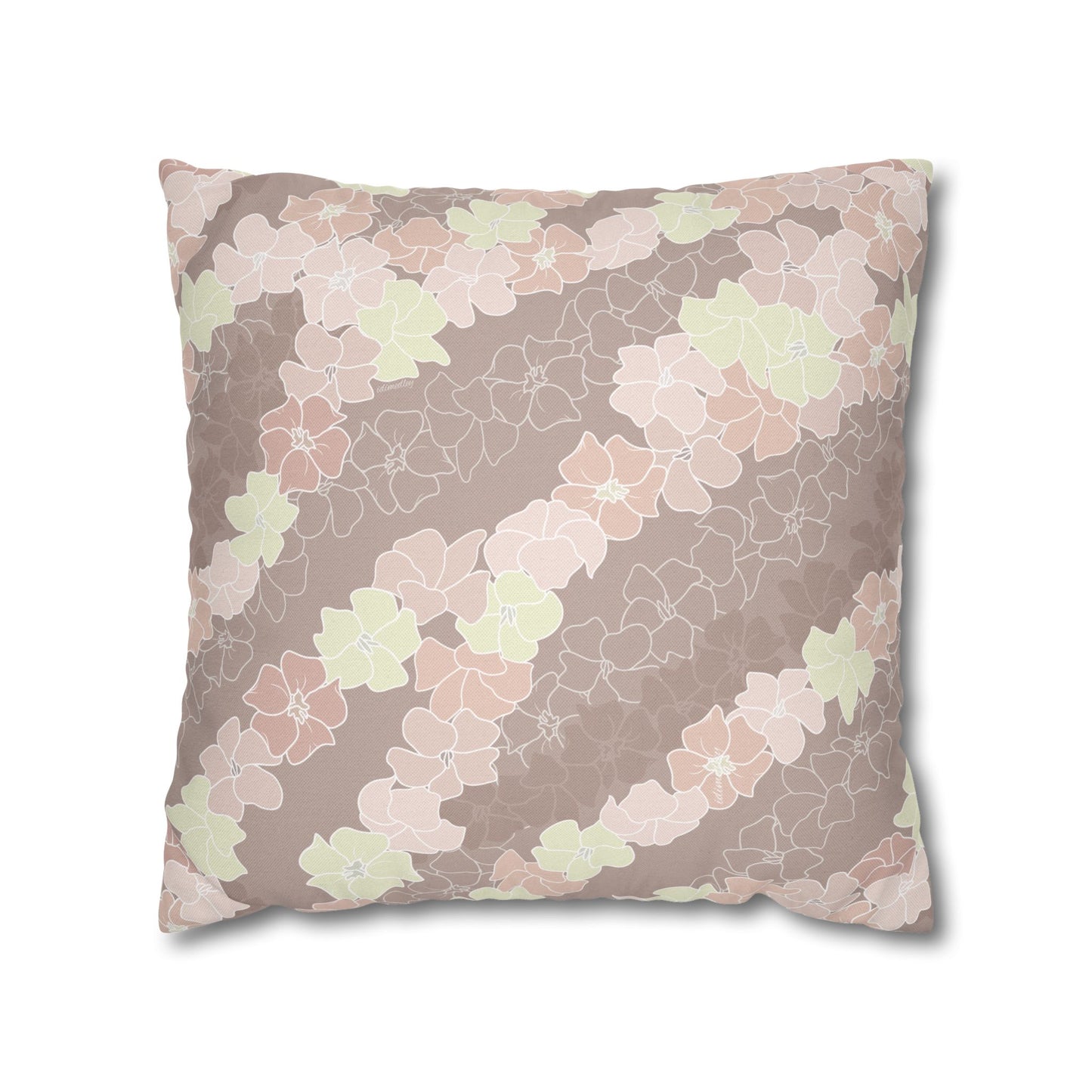 Pillow Case- Puakenikeni En Face Flower Leis in Neutral Peaches