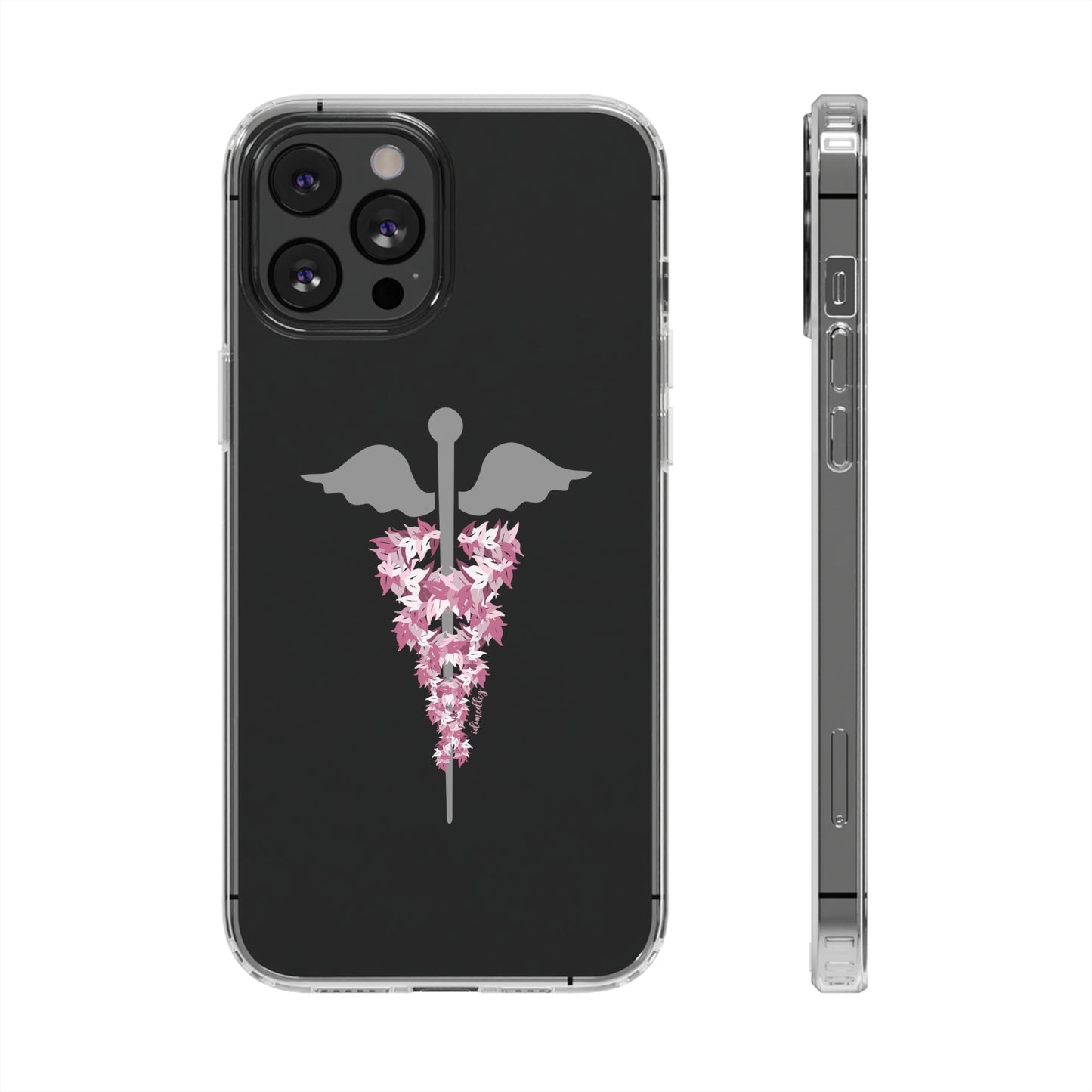 Caduceus Medical Symbol with Pink Maile Lei CLEAR Case