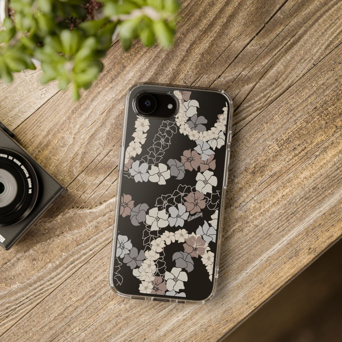 Puakenikeni En Face Flower Leis (Brown and Gray Neutrals) CLEAR Case