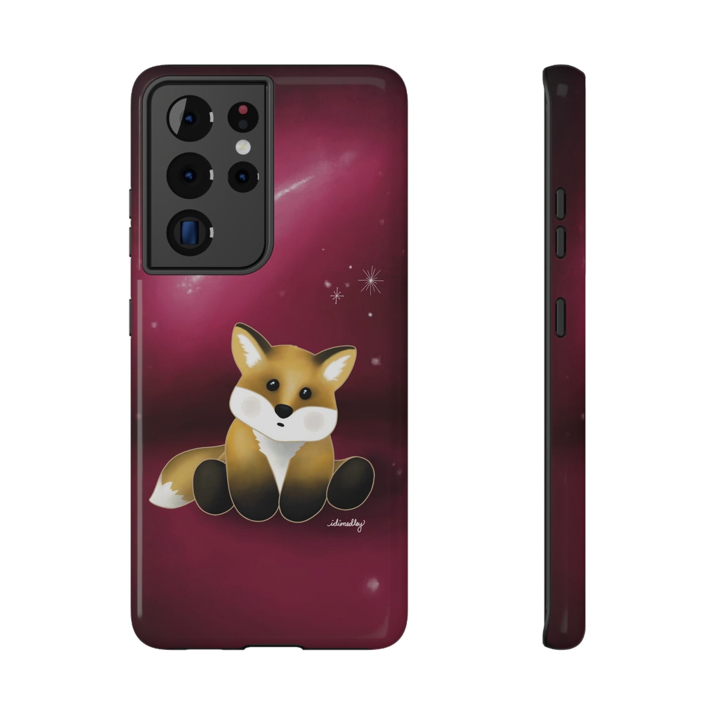 Fox in Magenta Starry Night Skies