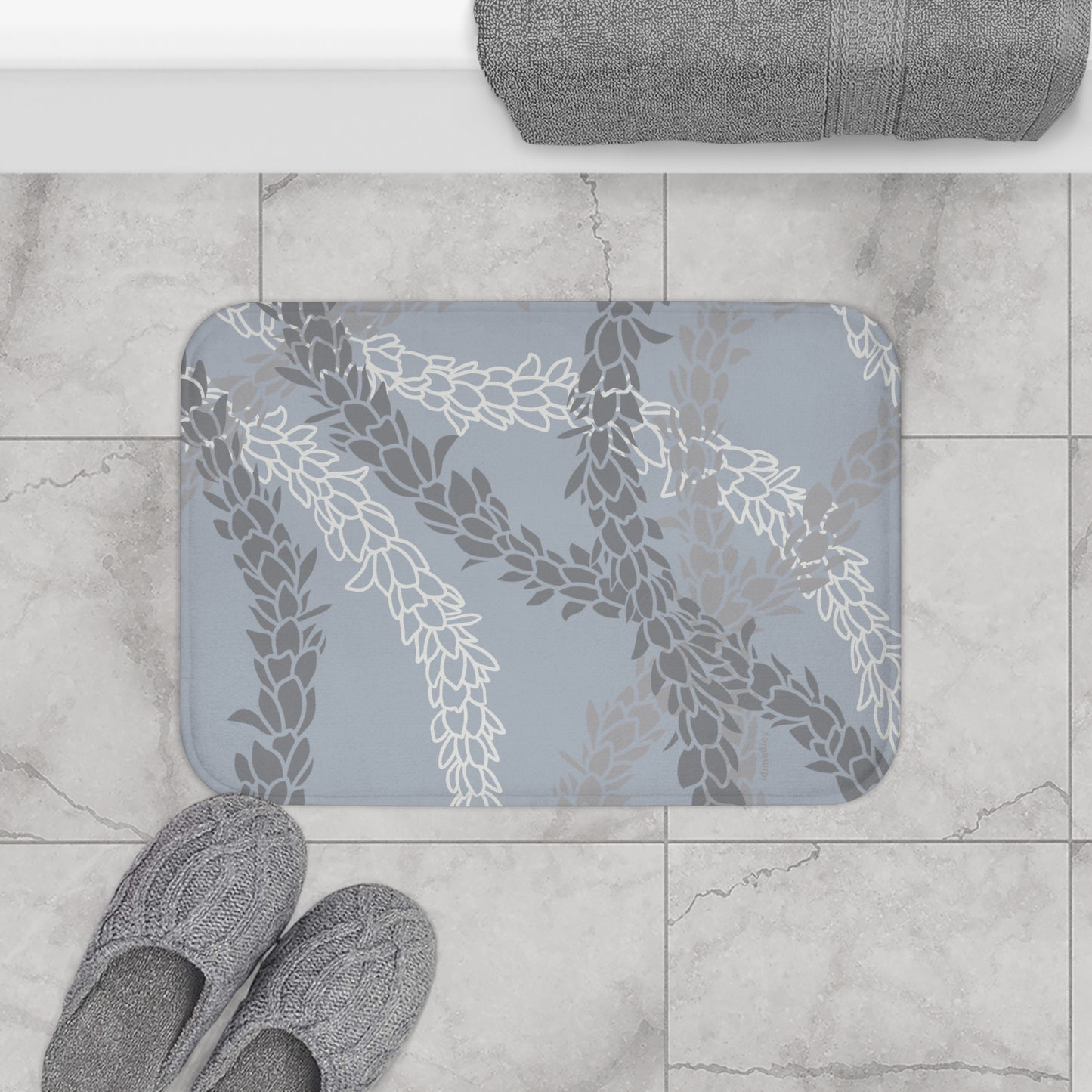 Bath Mat- Pikake Wishes (Gray)