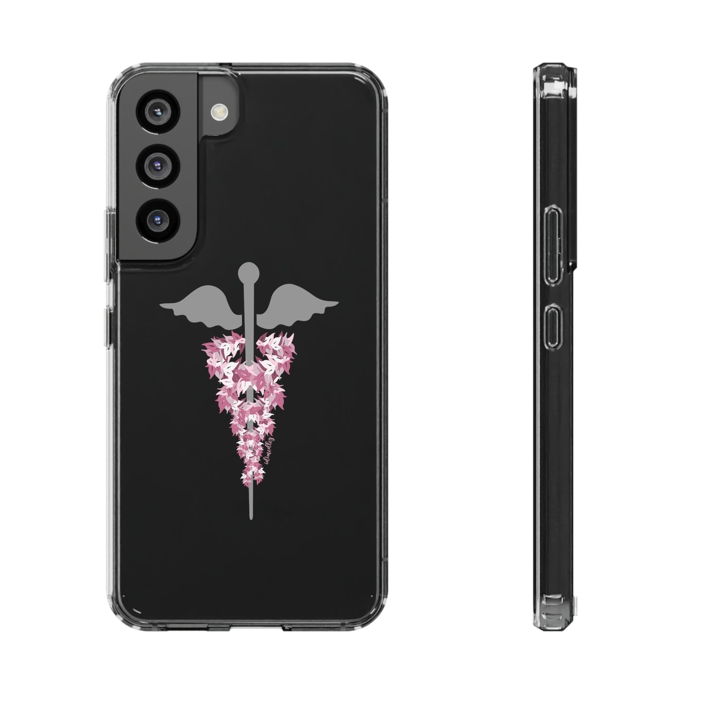 Caduceus Medical Symbol with Pink Maile Lei CLEAR Case