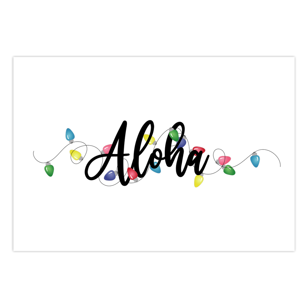 Holiday Greeting Cards (1, 5, 10, 25, 50 or 100 Pack)- Aloha Christmas Lights