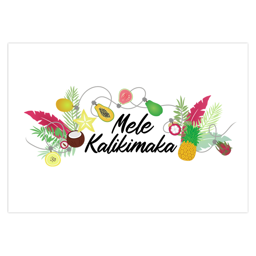 Holiday Greeting Cards (1, 5 10, 25, 50, or 100 Pack)- Mele Kalikimaka Tropical Fruits