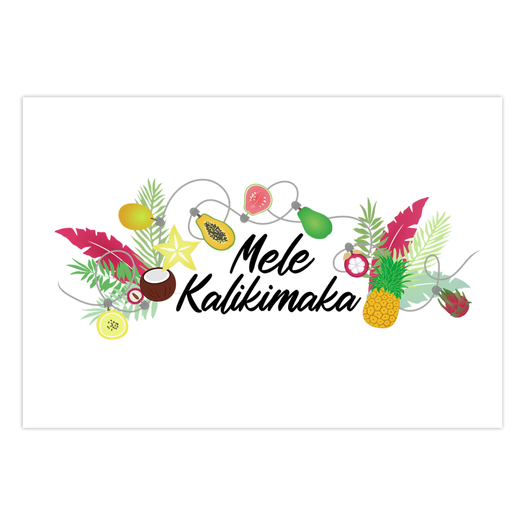 Holiday Greeting Cards (1, 5 10, 25, 50, or 100 Pack)- Mele Kalikimaka Tropical Fruits