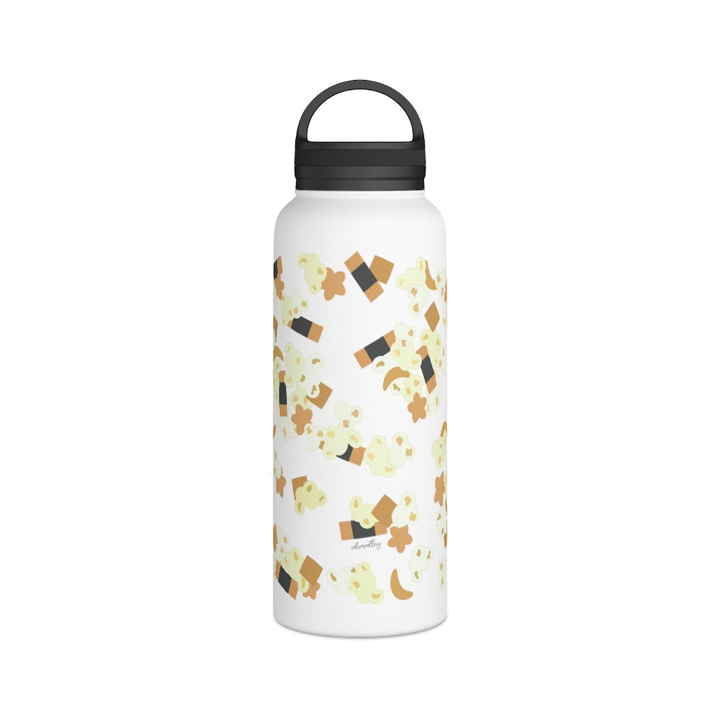 Water Bottle, 3 sizes, Stainless Steel with Handle Lid- Hurricane Popcorn