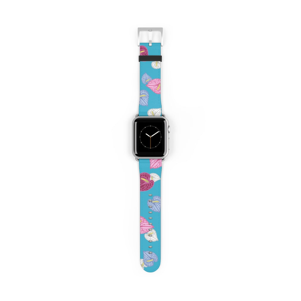 Vegan Leather Apple Watch Band- Anthuriums Afloat