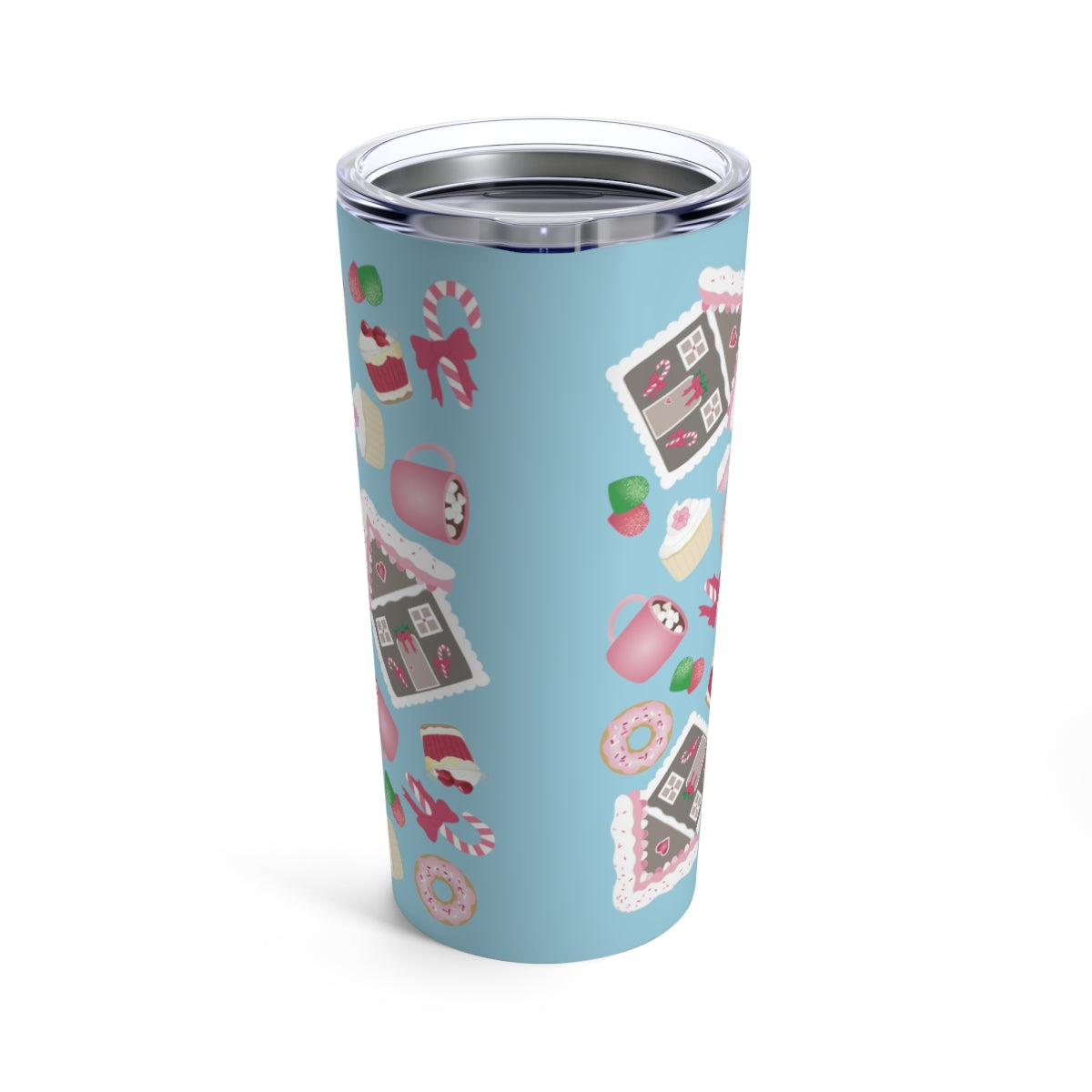 Tumbler 20oz- Holiday Delights and Candied Gingerbread Houses (Winter Blue)