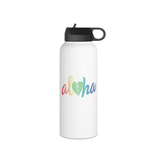 Water Bottle, 3 sizes, Stainless Steel with Sip Straw- Aloha Kalo