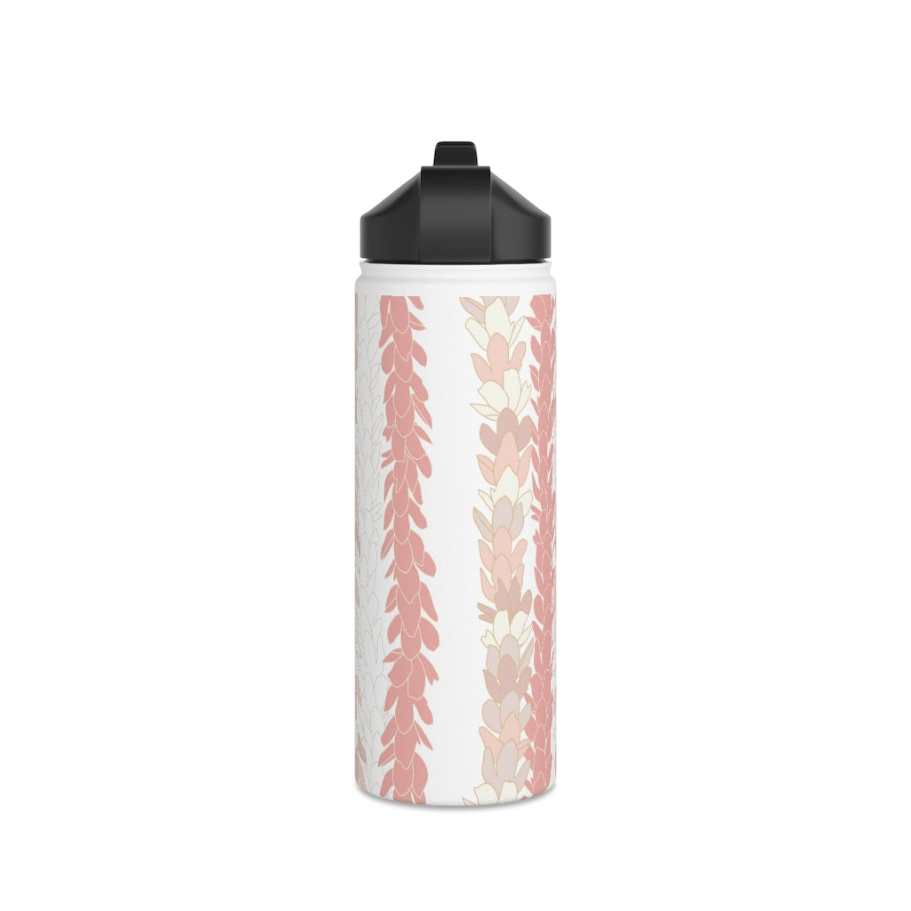 Water Bottle, 3 sizes, Stainless Steel with Sip Straw- Pakalana Stringing Peach