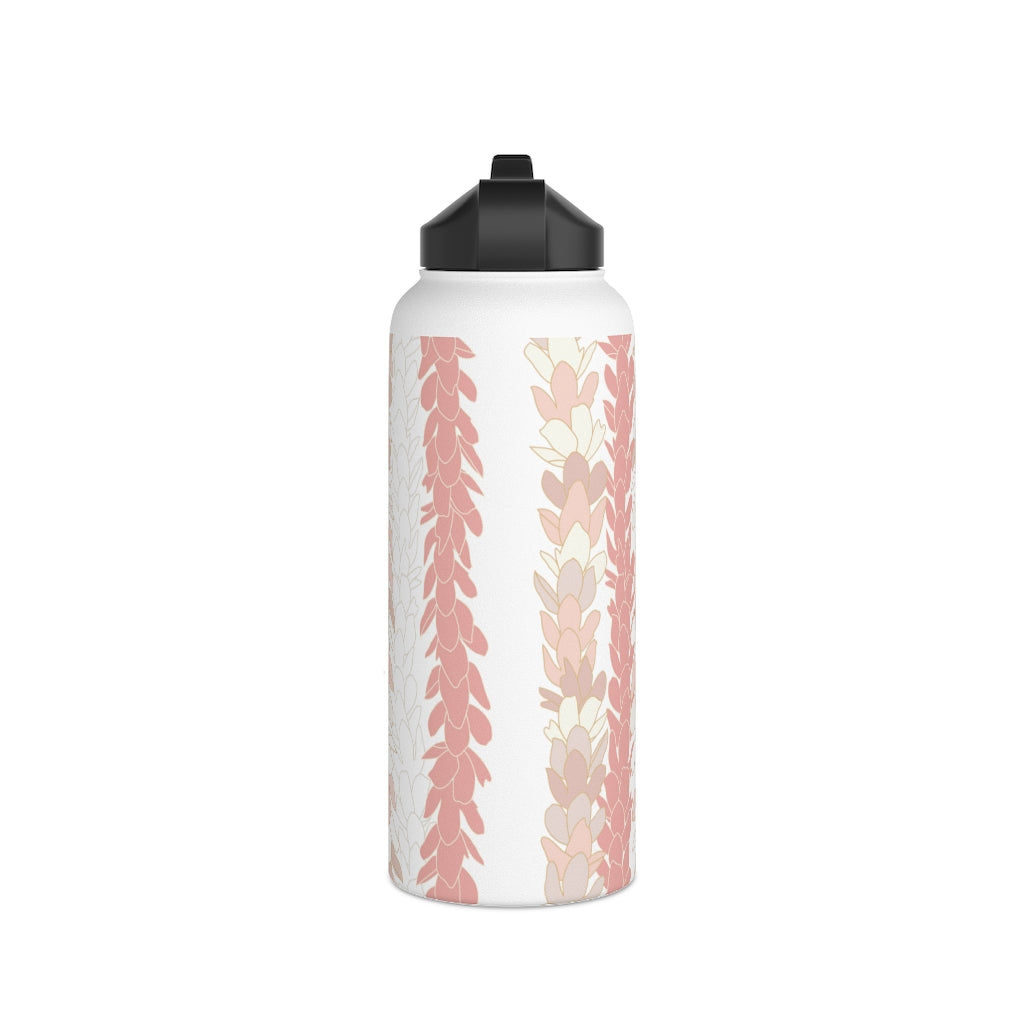 Water Bottle, 3 sizes, Stainless Steel with Sip Straw- Pakalana Stringing Peach