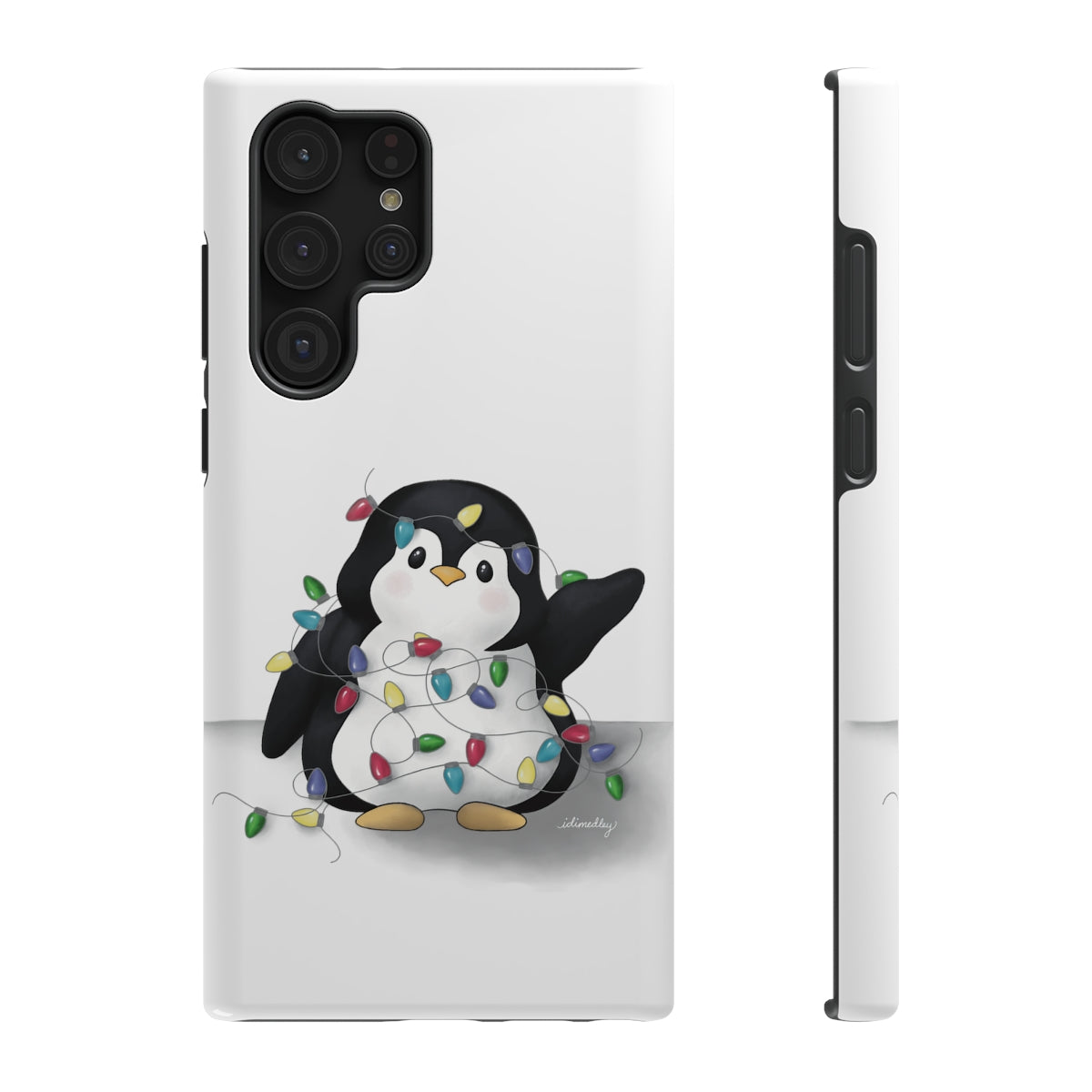 Penguin Christmas with Holiday Lights (White)