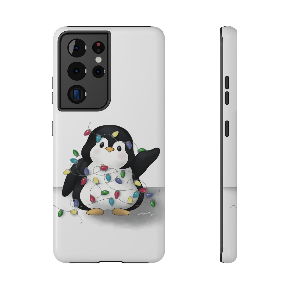 Penguin Christmas with Holiday Lights (White)