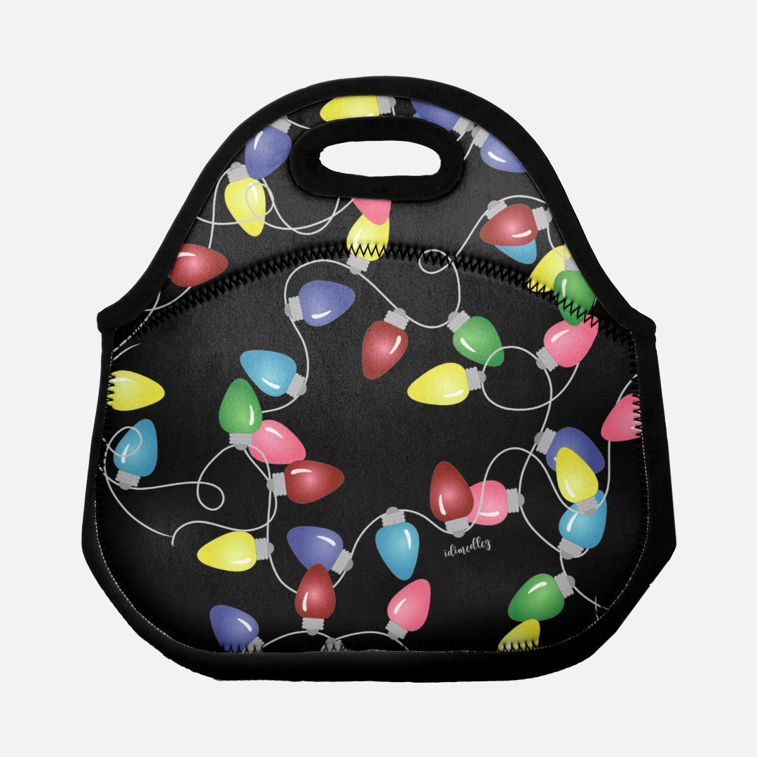 Holiday Lights (Black) Lunch Bag