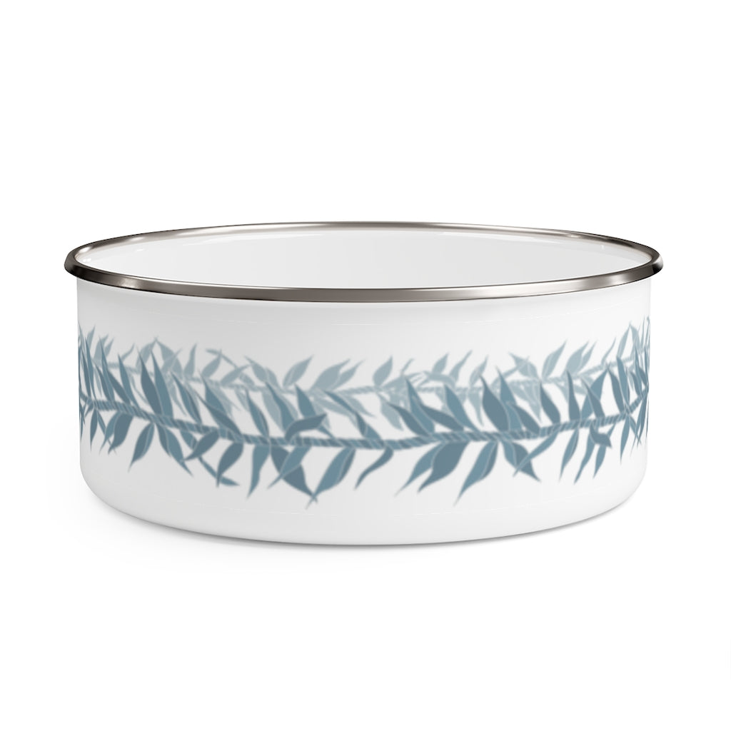 Enamel Bowl- Ti Leaf Lei (Steel Blue)