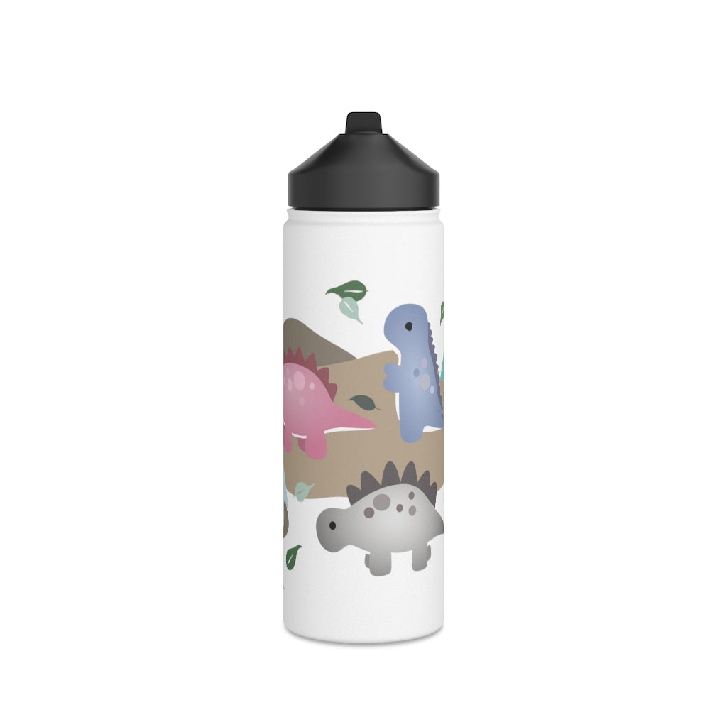 Water Bottle, 3 sizes, Stainless Steel with Sip Straw- Dinos in Paradise