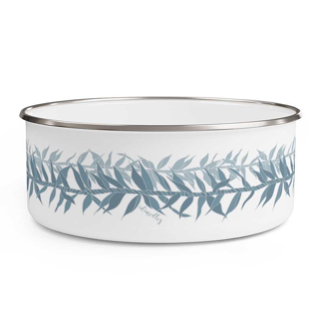 Enamel Bowl- Ti Leaf Lei (Steel Blue)