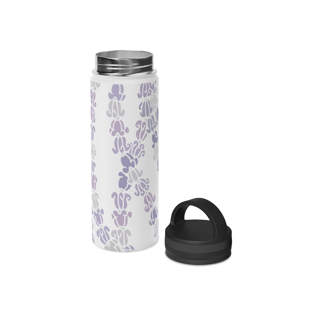 Water Bottle, 3 sizes, Stainless Steel with Handle Lid- Crown Flower Melodies, Crown Flower Lei