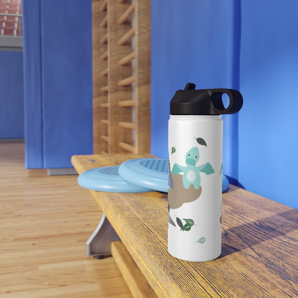 Water Bottle, 3 sizes, Stainless Steel with Sip Straw- Dinos in Paradise