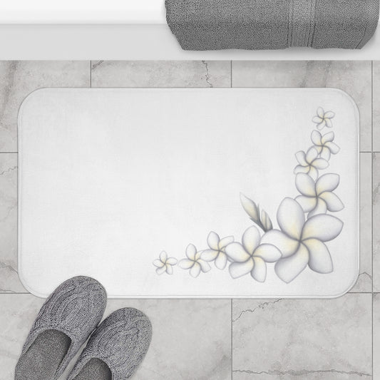 Bath Mat- Plumeria Corner (White)