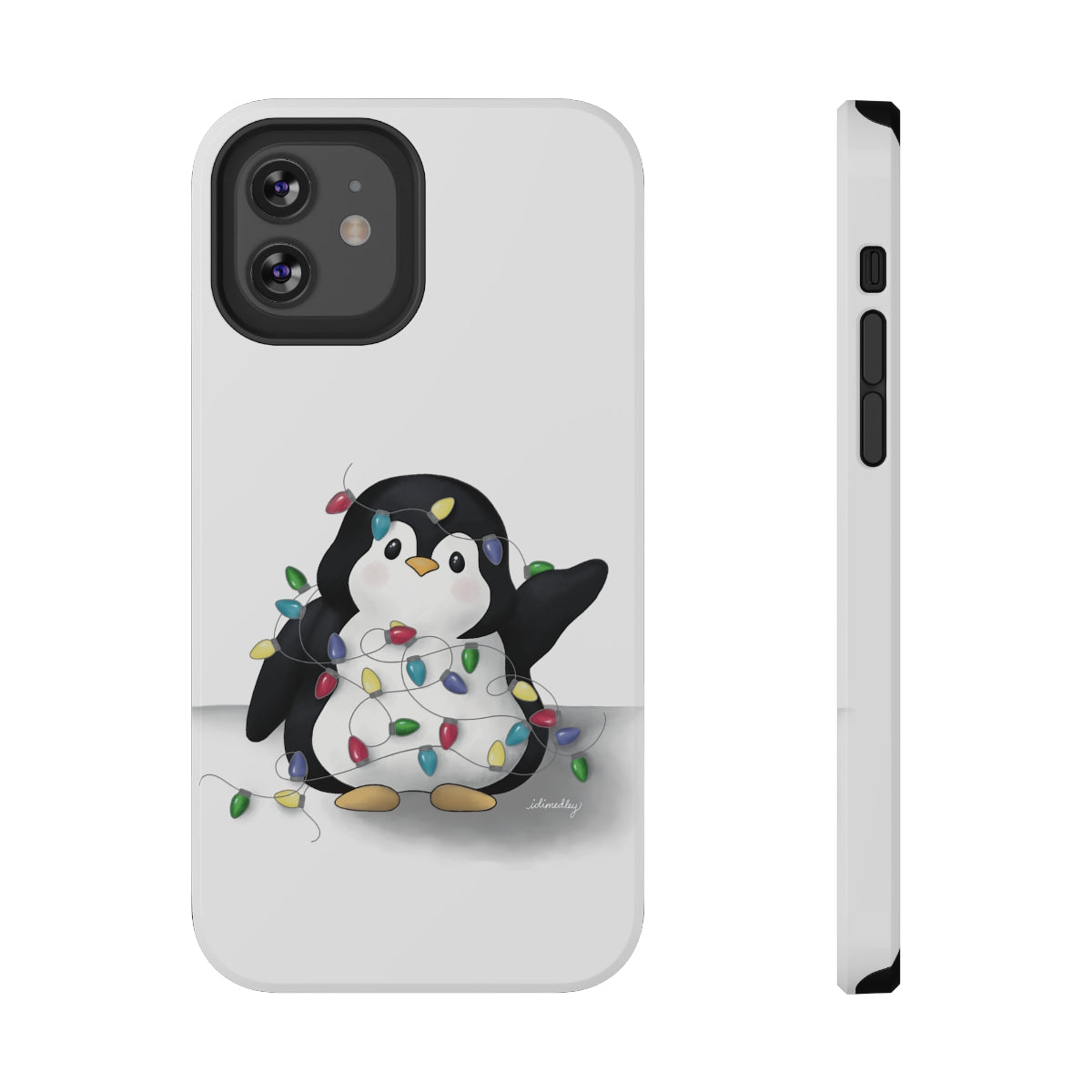 Penguin Christmas with Holiday Lights (White)