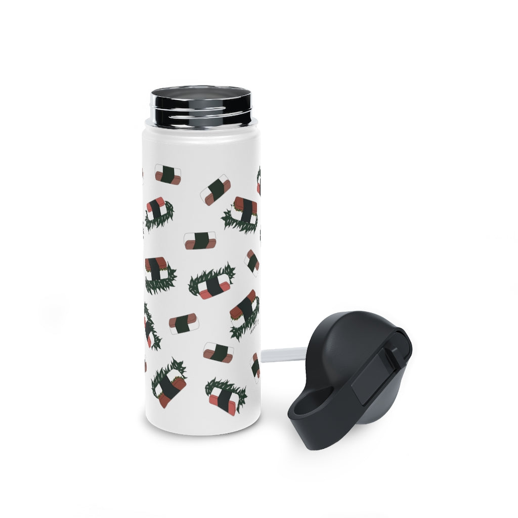Water Bottle, 3 sizes, Stainless Steel with Sip Straw- Hawaii Musubi