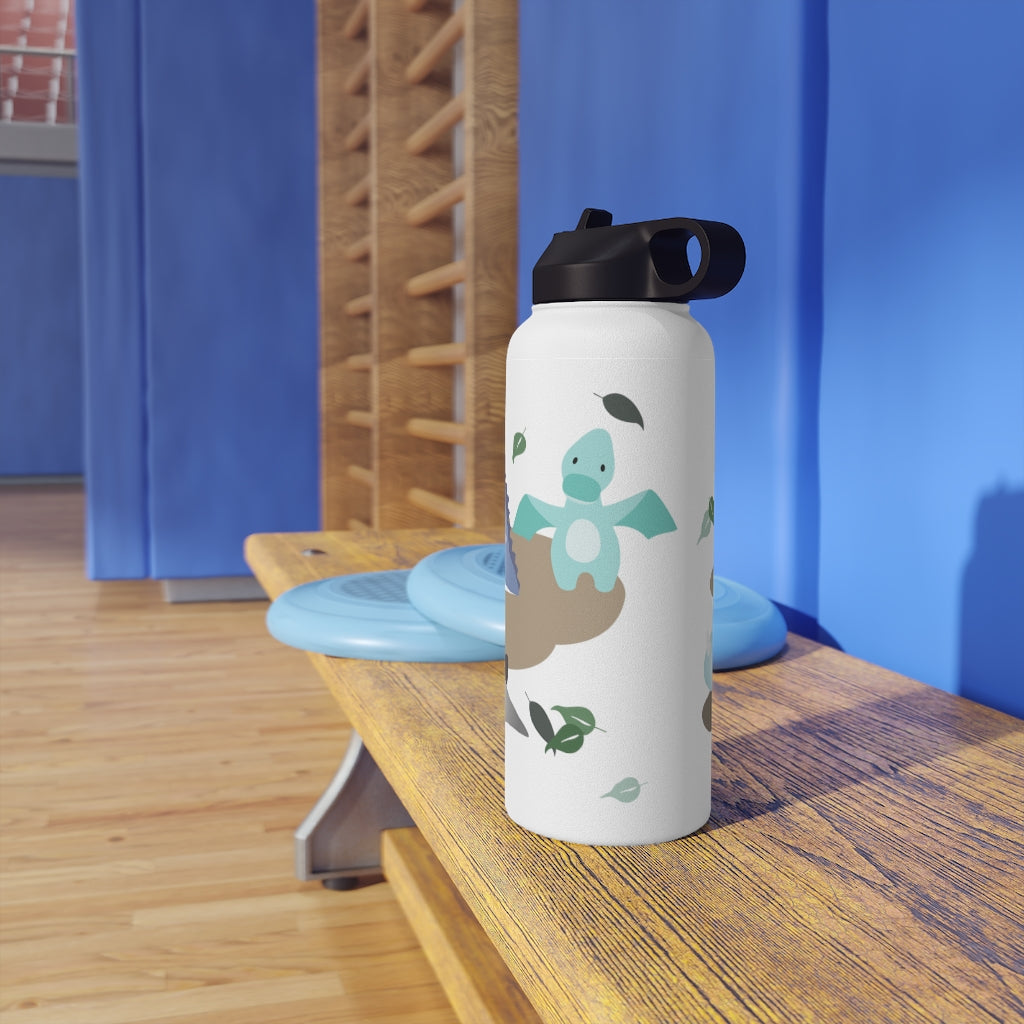 Water Bottle, 3 sizes, Stainless Steel with Sip Straw- Dinos in Paradise