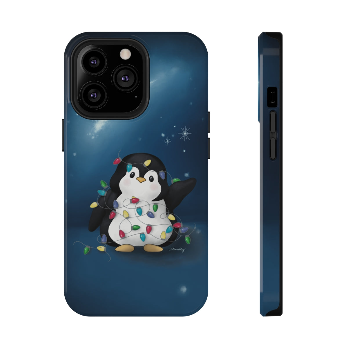 Penguin Christmas with Holiday Lights (Celestial Nightsky)