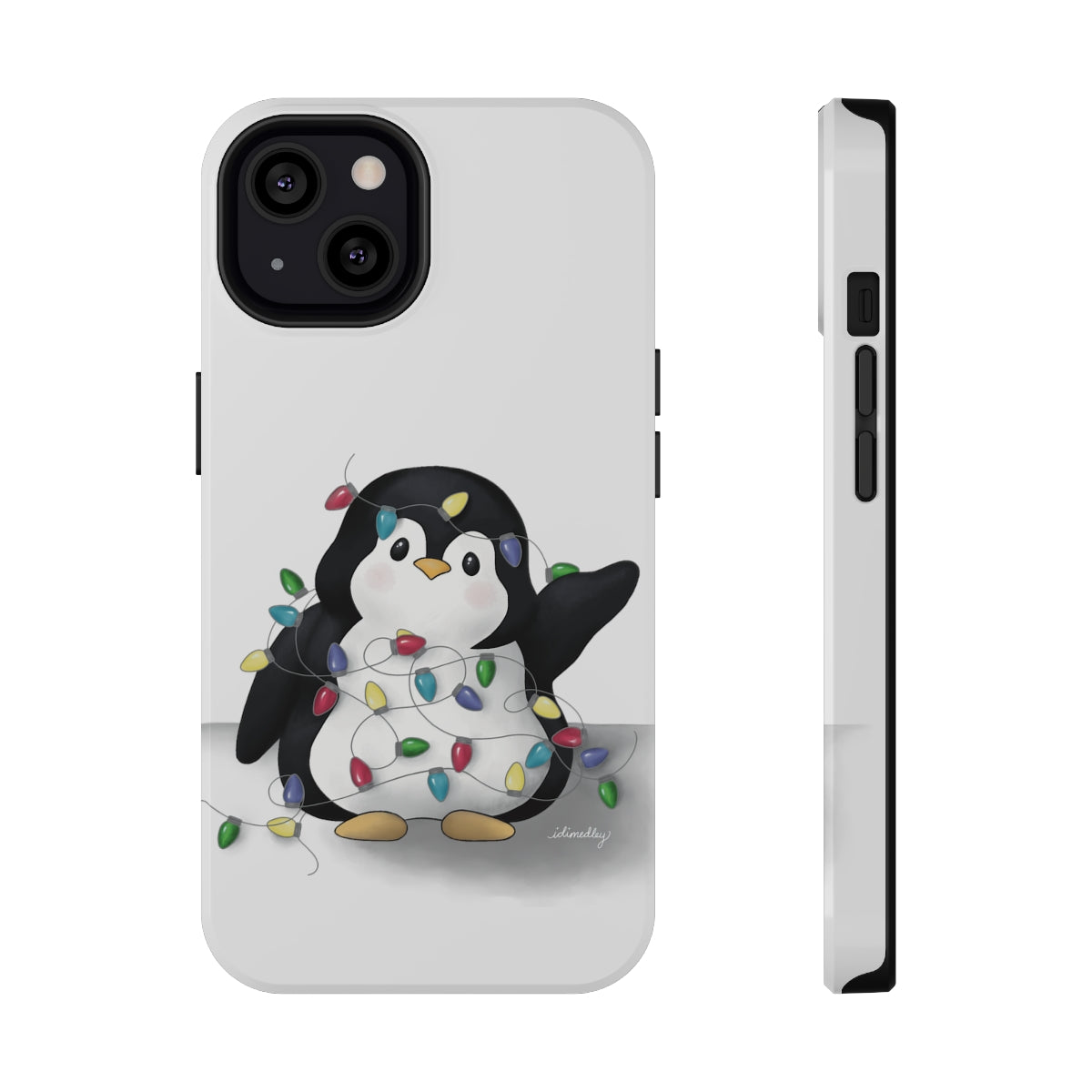 Penguin Christmas with Holiday Lights (White)