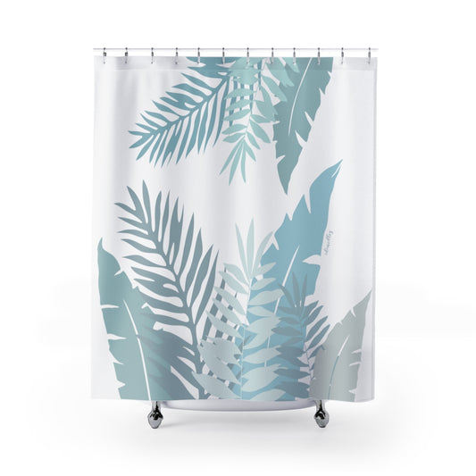 Shower Curtain- Whispering Leaves in Blue